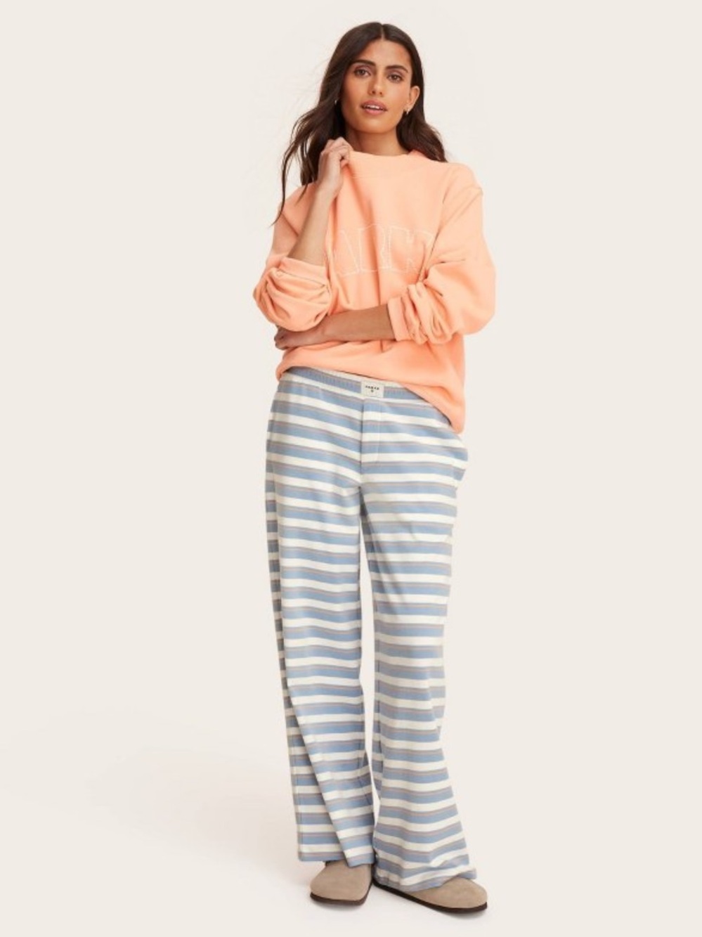 Parke x Target Women’s High-Rise Blue/Orange Striped Knit Boxer Sweatpants